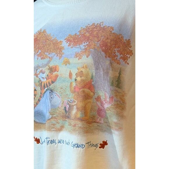 Vtg 90s Disney Winnie the Pooh Fall Sweatshirt Leaves Trees Tigger Women L - Picture 5 of 6